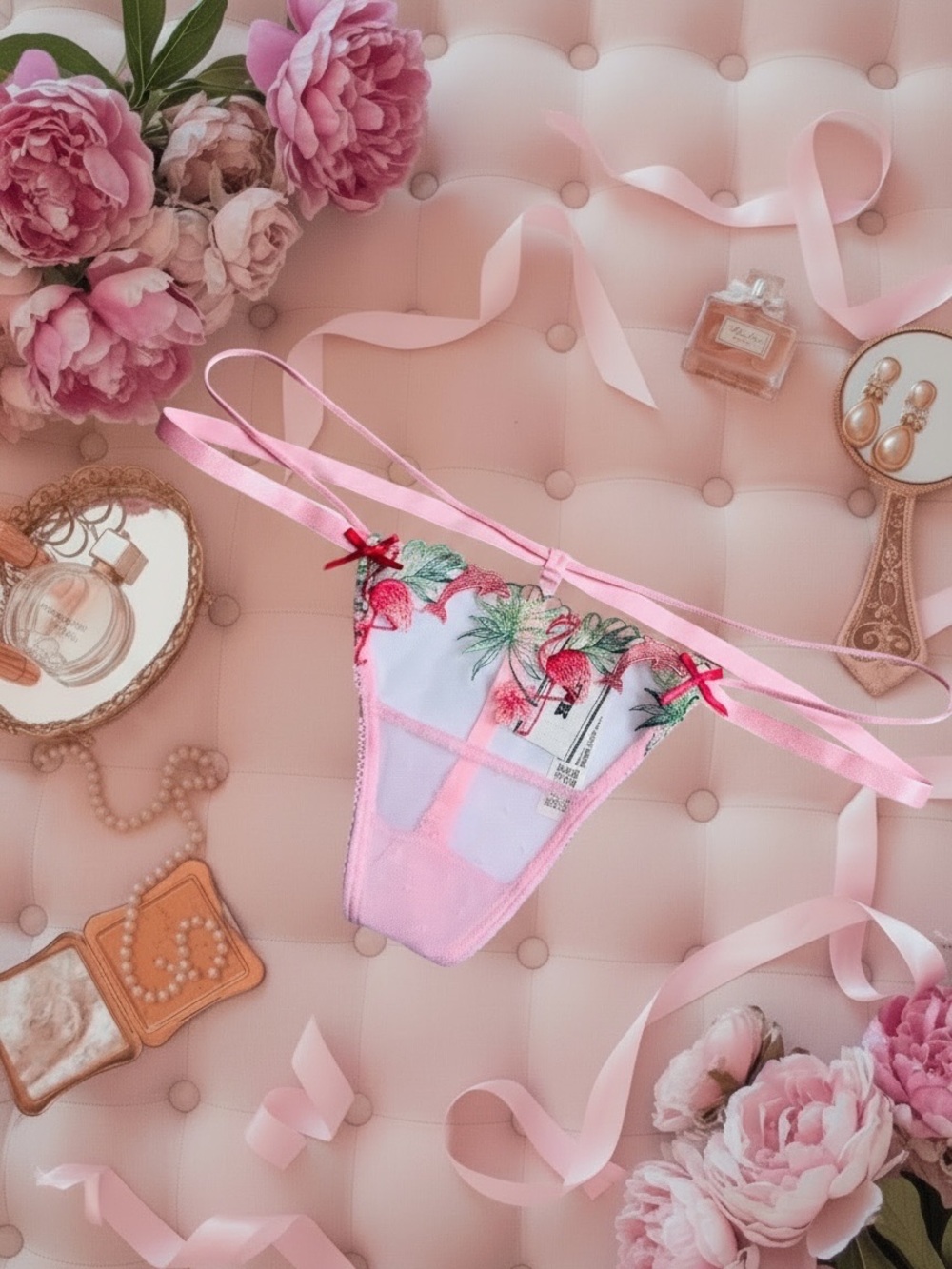 🆕🦩Flamingo A Go Go Strapy Thong PINK Victoria Secret NWT - Picture 13 of 13